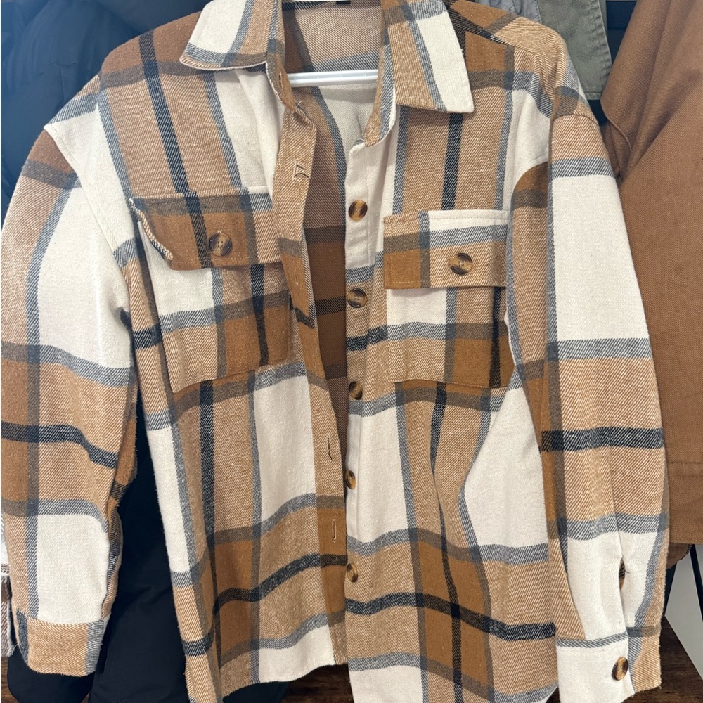 Plaid Button-Up Shirt Jacket